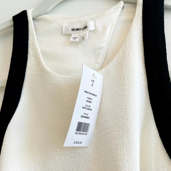 Helmut Lang Sugar Two-Tone Faux-Wrap Dress NEW Optic White Black Small - Picture 6 of 8